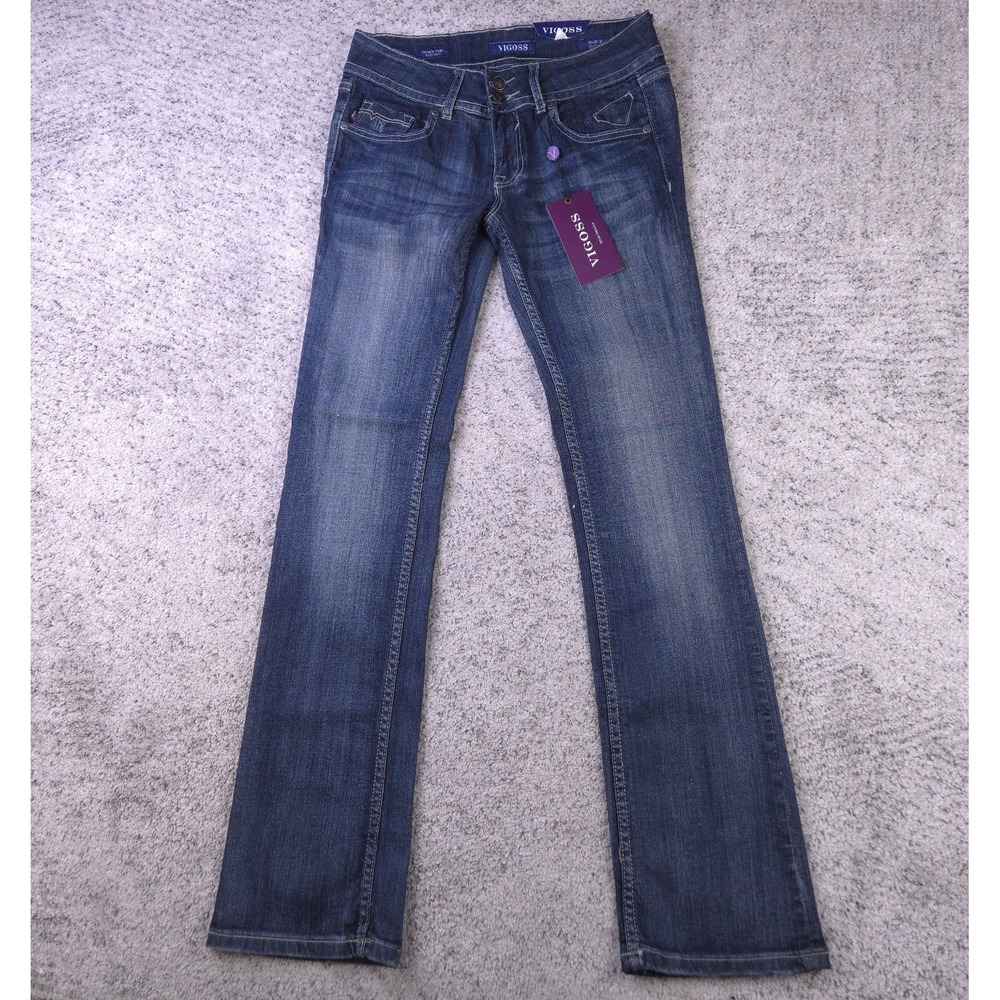 Vigoss New York Bootcut Jeans Womens 27x33 Distressed Blue Denim PVL-P2032A NWT